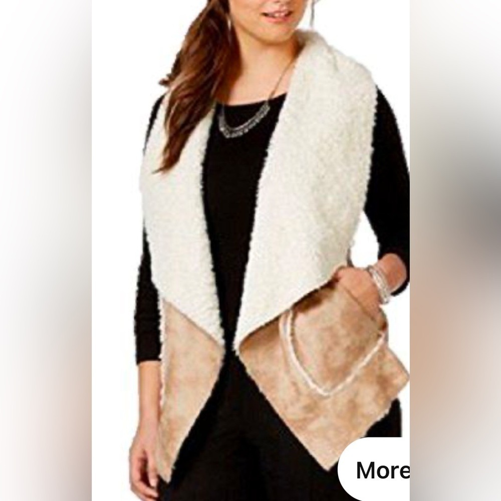 American Rag Faux Fur Vest - Cream and Brown. EUC